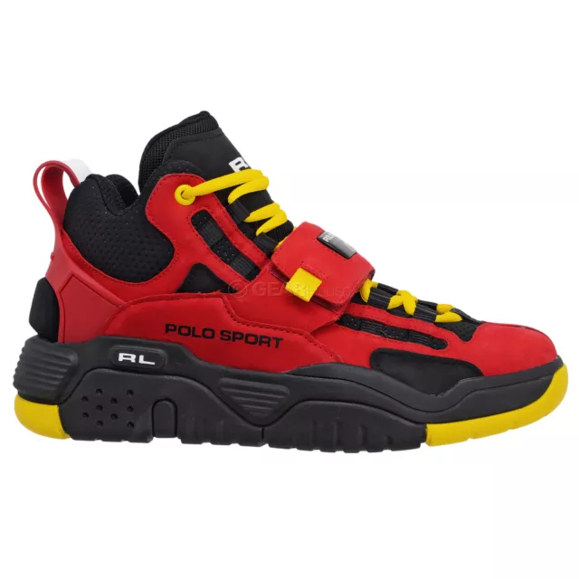 Ralph Lauren Polo Sport PS100 Mens High Top Shoes, Red Black Yellow, PICK SIZE