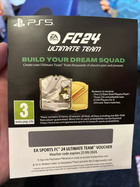 EA Sports FC24 PS5 Ultimate Team Voucher Code Fifa PlayStation