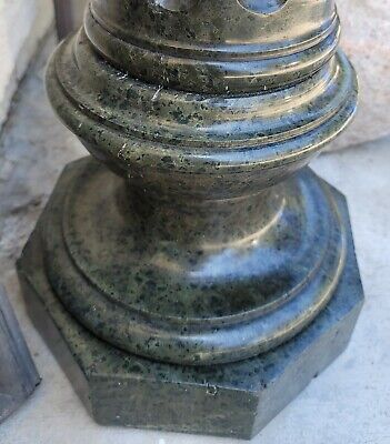 Antique 19th Century Mottled Green Marble Pedestal 6