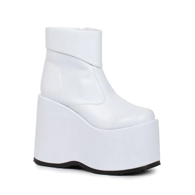 MENS WHITE KISS 1970s Rock Band Costume Platform Boots Shoes Mens 9 10