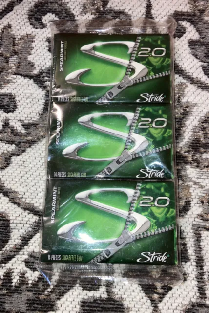 Stride Spearmint 2.0 Gum 3 Sealed Collector Packs Discontinued Expired Display