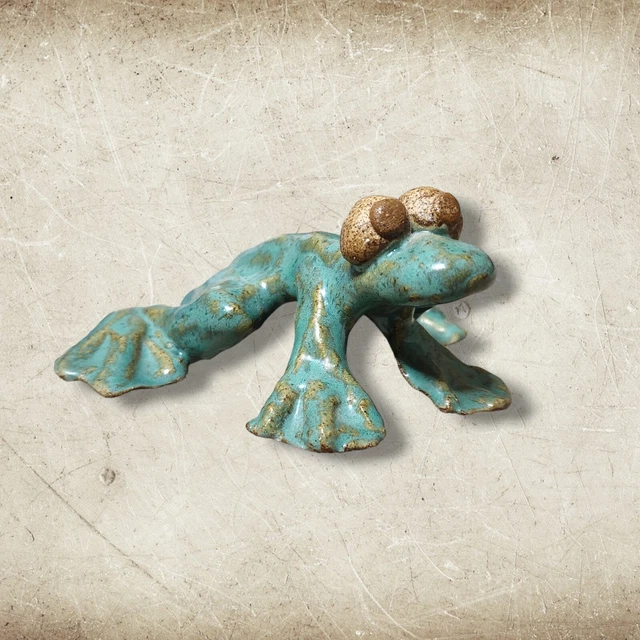 Handmade Studio Pottery Clay Frog Figurine Artist Signed Whimsical