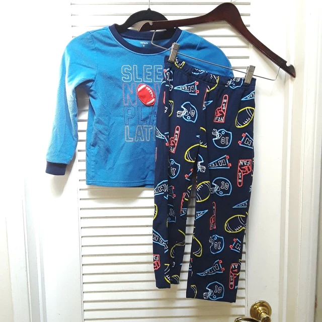 Carters Pajama Set Boys Size 6 Football Go Team Play Game Blue