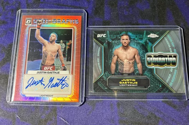 2023 Optic UFC Justin Gaethje Optic-Graphs Auto Red /199 + Generation Now Card
