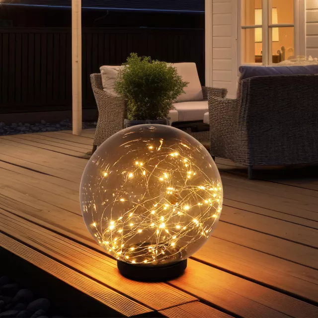 Solaire LED Support Lampe Extérieur Déco de Jardin Guirlande Boule Fumée