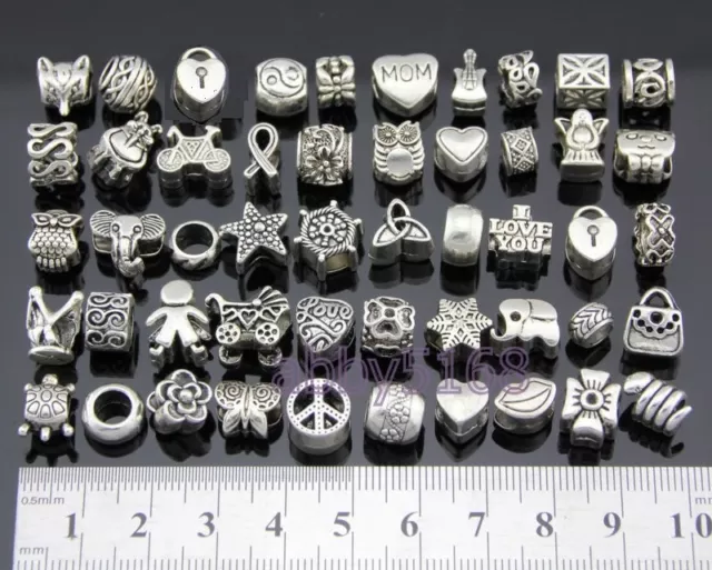 Wholesale Tibetan Silver Lots Mix Beads Fit Charm Bracelet Free Shipping ZN026