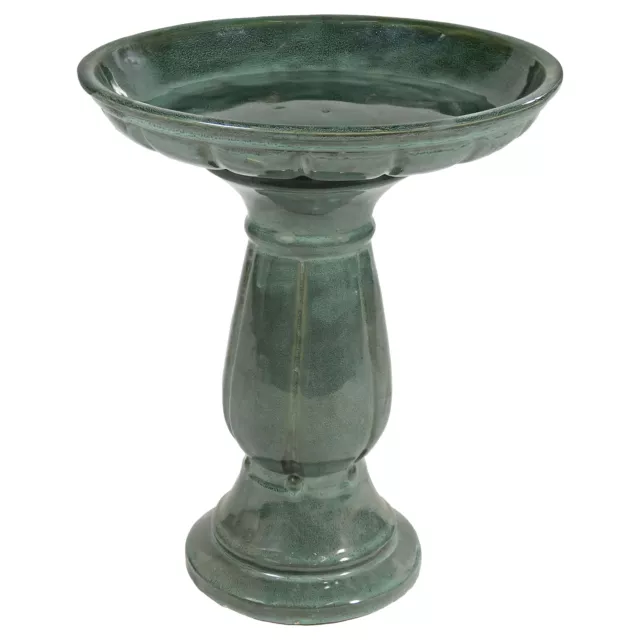 Avignon Green Mist Glazed Ceramic Bird Bath - 18.75" H by Sunnydaze