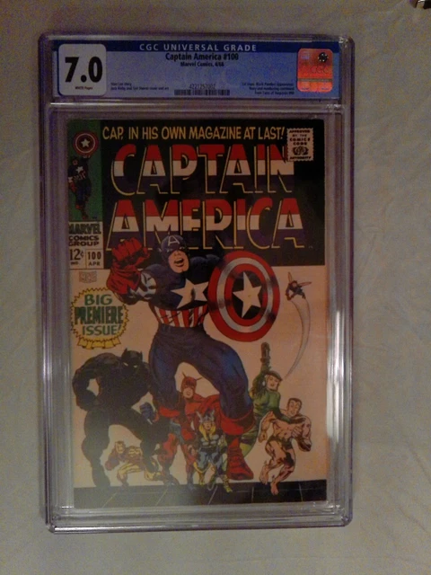 CAPTAIN AMERICA 100 CGC 7.0 1st PRINT-WHITE PAGES (1st ISSUE) MARVEL COMICS 1968