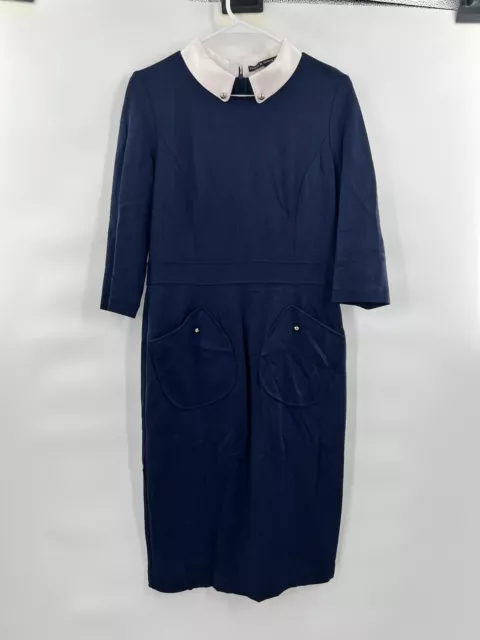 Victoria by Victoria Beckham dark blue dress Peter Pan collar half sleeve XL