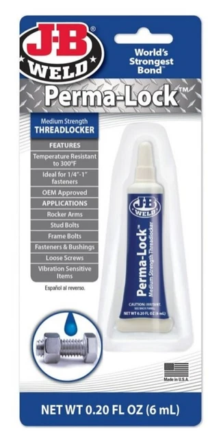 J-B Weld 24206 Perma-Lock Blue Medium-Strength Threadlocker 6 mL.