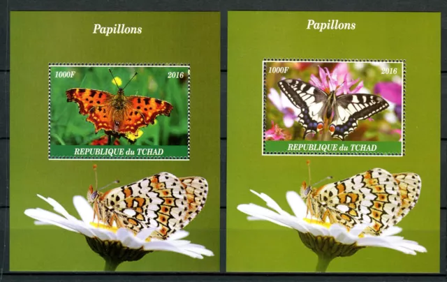 Chad 2016 MNH Butterflies 2x 1v M/S Papillons Insects Stamps