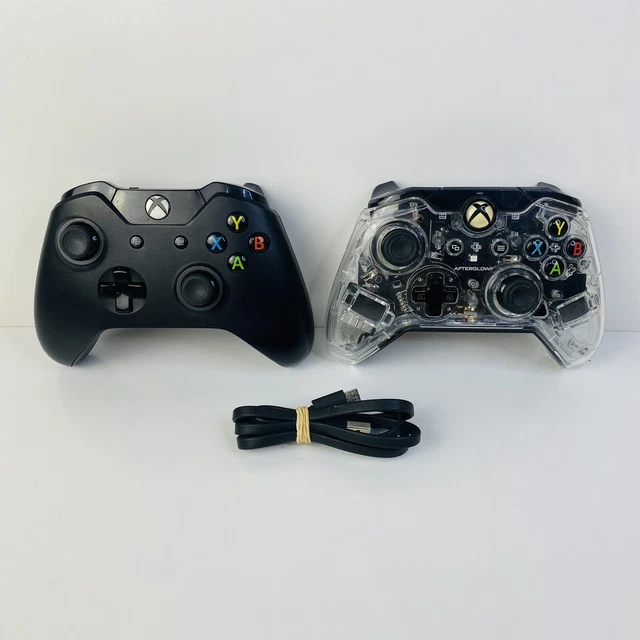 Xbox One Wired Transparent Prismatic Afterglow + Genuine Black Remote Controller