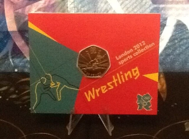 LONDON OLYMPIC WRESTLING 50p Coin Certified bu,official royal mint coin ...