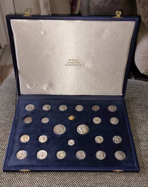 Greek Ancient Coins, 24 Items, Silver And Gold Plated. Please See Description.