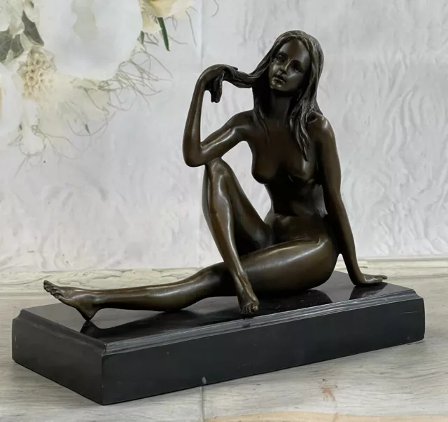 Western Art Déco Sculpture Sexy Nue Femme Érotique Nu Fille Bronze Statue Solde