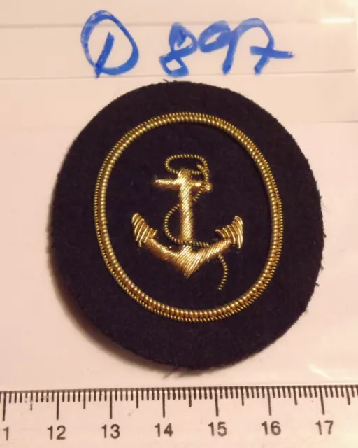 Marine Abzeichen Anker mit Rand golden Handgestickt 1 Stück (D897-)