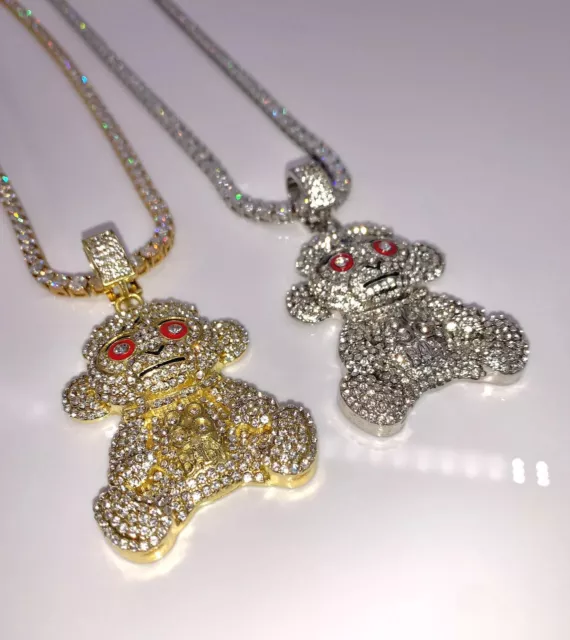 Silver Plated Alloy NBA YOUNGBOY 4KT & Iced 1 Row Cubic Zirconia Chain  Necklace