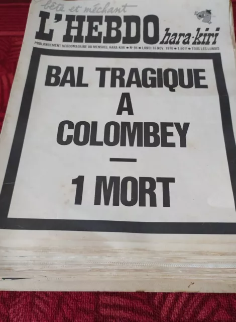 HARA KIRI HEBDO lot intégral n°1 à 94 avec collector BAL TRAGIQUE A COLOMBEY