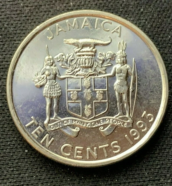 1993 Jamaica 10 Cents Coin PROOF    World Coin   Nickel Plated Steel      #K1568