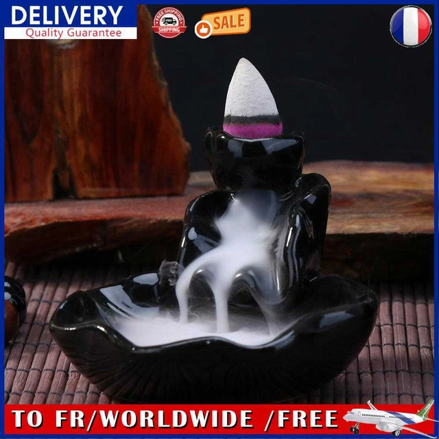 Lotus Ceramic Censer Smog Backflow Office Home Decor (Incense Burner-B)