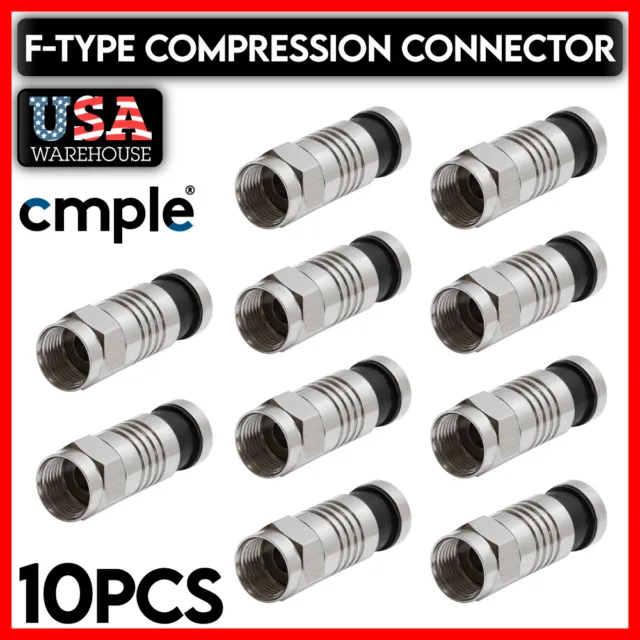 10PCS F-Type Connector Compression Type F Male Plug for RG-6 Coax Coaxial Cable