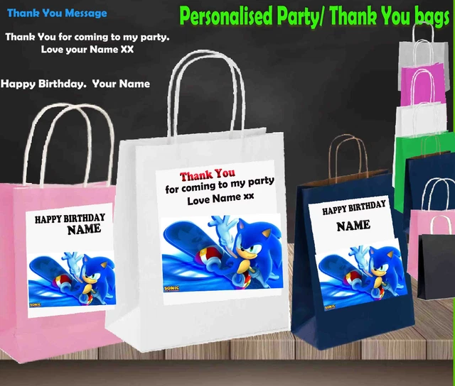 PERSONALISED BIRTHDAY /THANK You Party Bags Sonic Son Daughter Any Name