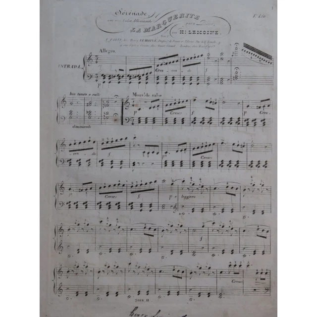 LEMOINE Henry Sérénade sur La Marguerite Piano ca1840