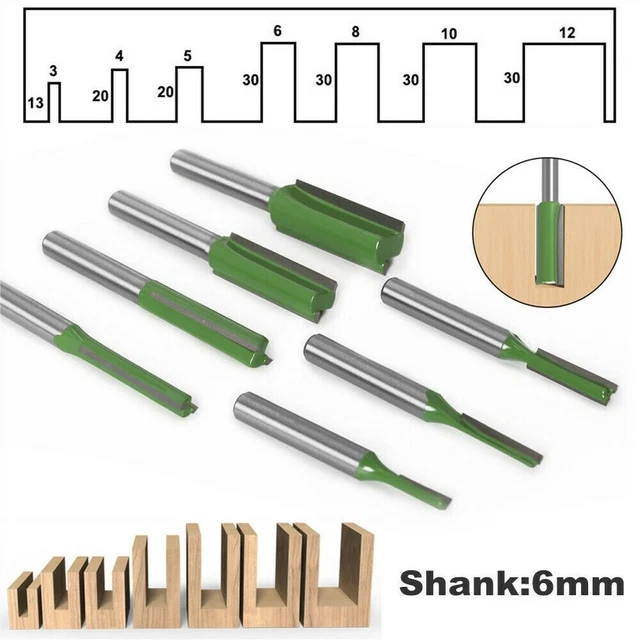 Cortador métrico de brocas de enrutador recto/carpintería de 6 mm broca de vástago enrutador