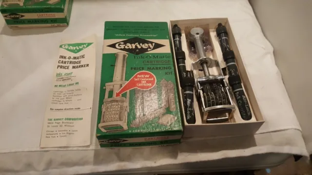 VINTAGE GARVEY PRICE MARKING Kit  Ink-O-Matic  box  MODEL  S-185