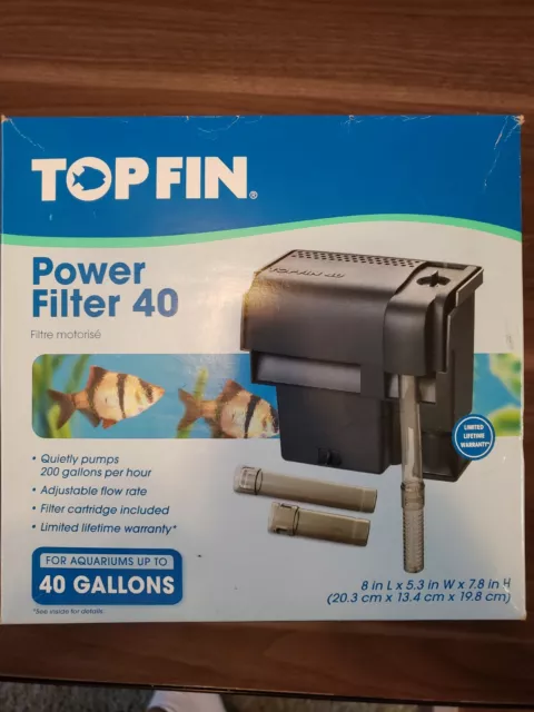 TOP FIN POWER Filter 40, up to-40 gallon Aquarium Filter, used