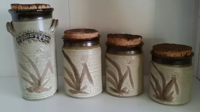 Vintage Handmade Australian Pottery Canisters Jars Spagetti Jar VGC