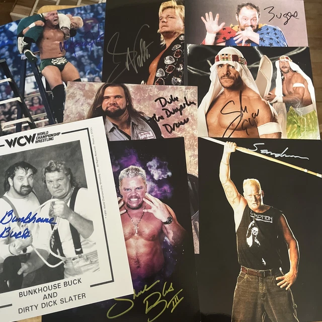 Lot of 8 Signed Autographed Pro Wrestling 8x10 Photos ECW WWE WWF AEW WCW TNA