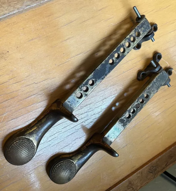 2 Old Player Piano Organ Brass Foot Pedals Hs & Co