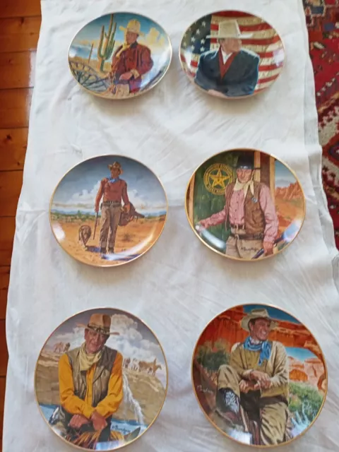 John Wayne set of 6 collectable plates– Franklin Mint –Spirit of the West Series