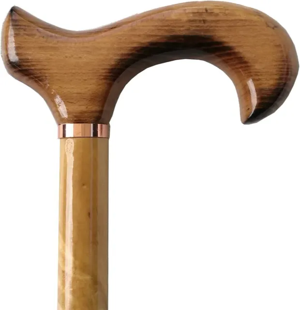 Beech Scorched Fashioned Derby Walking Stick for Left Hand Classic Canes SALE