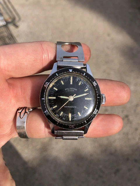 Cadran De Montre Vintage Plongée Type "Skin Diver" - Bleu Dégradé - 26,1 Mm - NOS France
