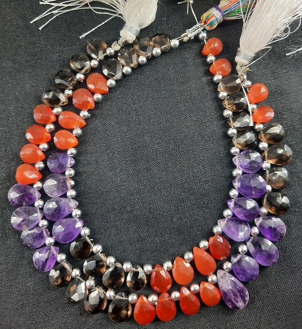 8" Strand Natural Multi Gemstone Faceted Pear Shape Beads Jewelry Making Crafts