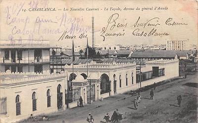 Cpa Maroc Casablanca Les Nouvelles Casernes Facade Avenue General D'amade