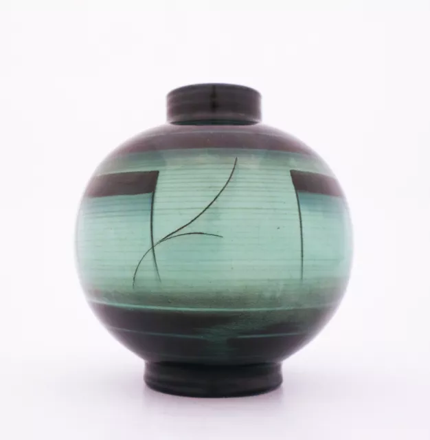 Beautiful Green & Black  Porcelain Vase - Ilse Claesson - Art Deco - Rörstrand