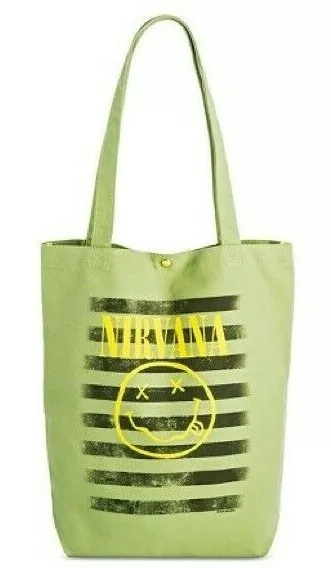NIRVANA NEVERMIND SMILEY Canvas Tote Bag Shopping Bag Music Memorabilia NWT