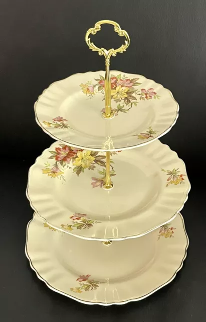 J&G SOL Meakin Sunshine High Tea Cake Stand, English 1930s 3