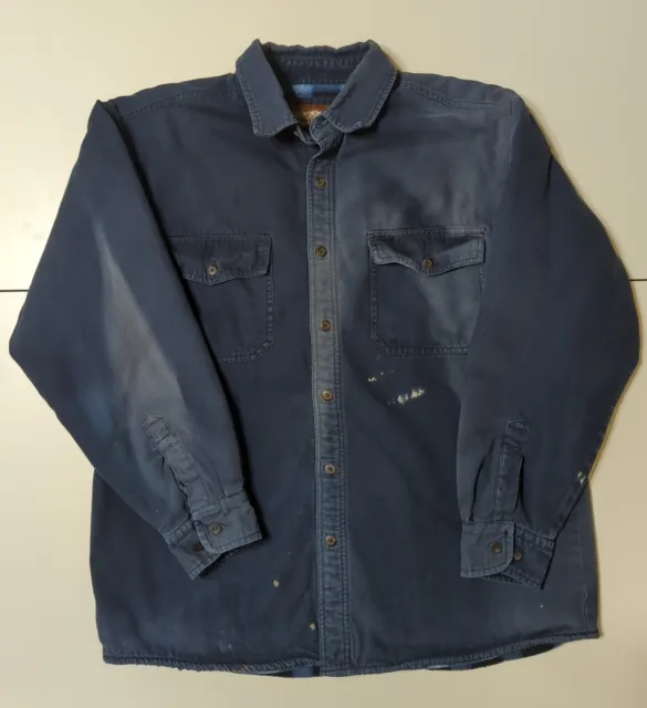 VTG LEVIS Canvas Trucker Jacket/Shirt Blanket Fleece Lined  Size L Distressed