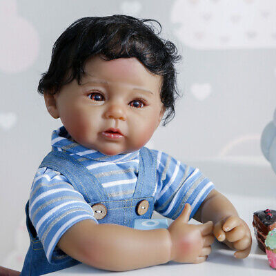 Bambola rinata marrone scuro pelle morbida realistica bambino afroamericano bambino nero bambini 2