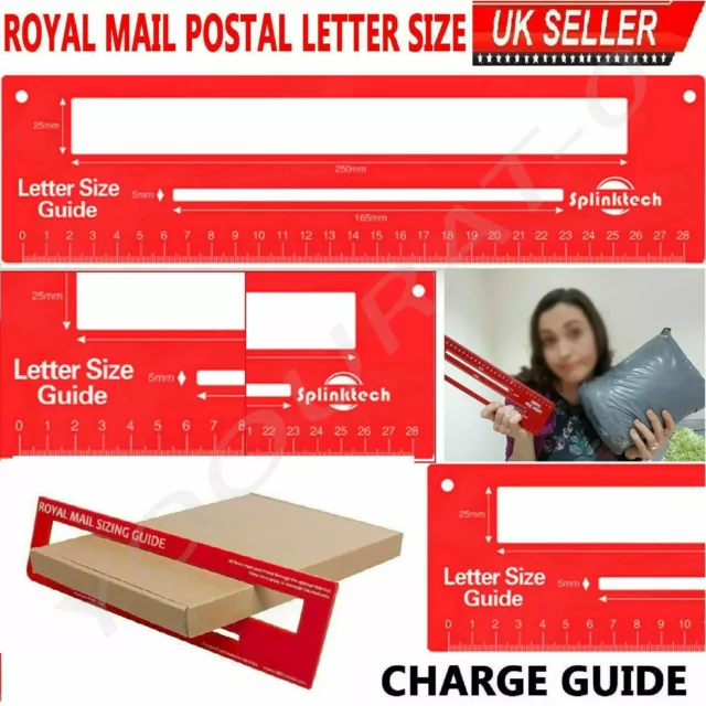 Postage Ruler Red Royal Mail PIP PPI Postal Template Letter Size Charge Guide