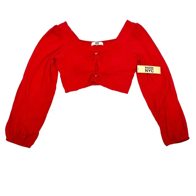 Madden NYC Juniors' Double Heart Red Ring Top With Long Sleeves Women’s Size 2XL