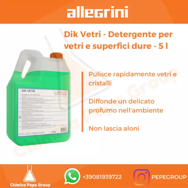 DIK VETRI 5 kg Allegrini - DETERGENTE per VETRI e SUPERFICI DURE