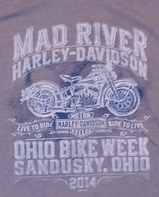 HARLEY DAVIDSON MOTORCYCLE Mad River Sandusky Ohio Bike Week T shirt XL