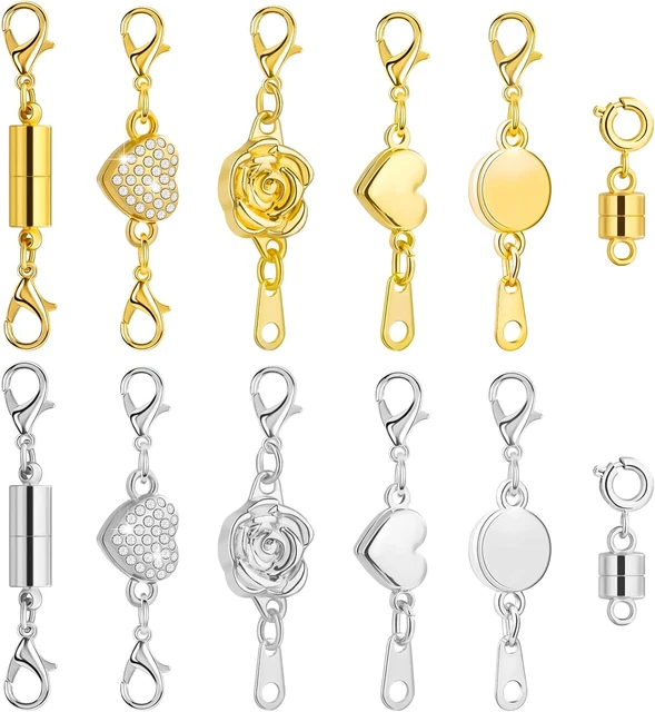 Paxcoo 12Pcs Magnetic Necklace Clasps and Closures, Locking Magnetic Jewelry Cla