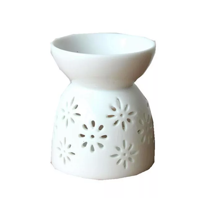 Quemador de aroma de cerámica artesanal hecho a mano patrón de flor hueca aceite esencial quemador Sg