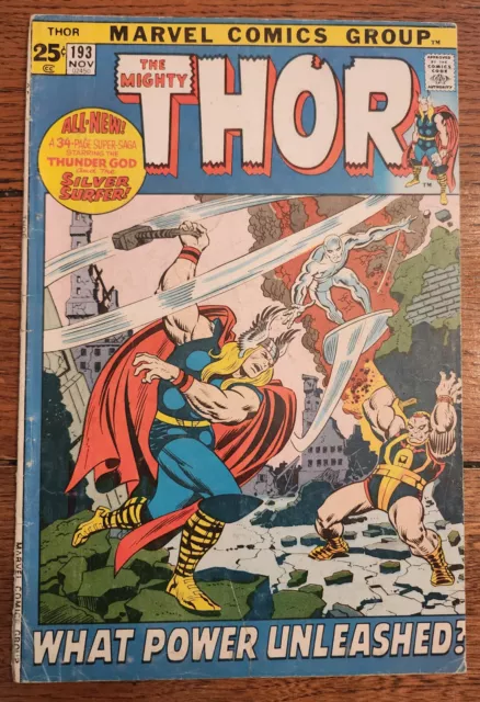 The Mighty Thor # 193 Marvel 1971 Key Silver-Surfer App. Last Stan Lee Story